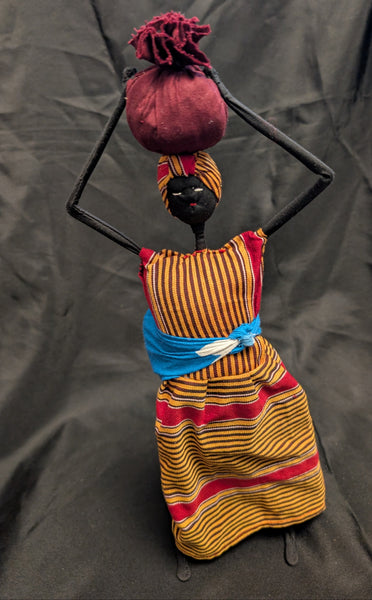 "African Mom" Standing Doll in Kitenge African Fabric with Baby