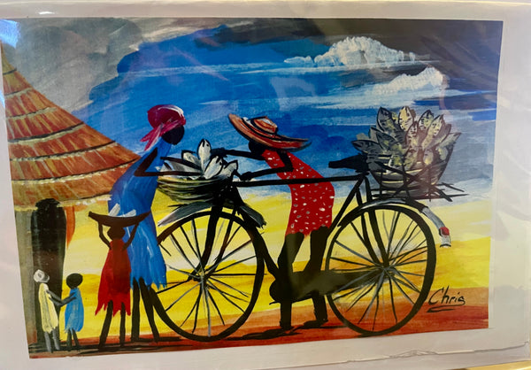 Set of 5 Original Ugandan African Art Blank Notecards with Envelopes