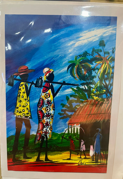 Set of 5 Original Ugandan African Art Blank Notecards with Envelopes