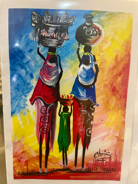 Set of 5 Original Ugandan African Art Blank Notecards with Envelopes