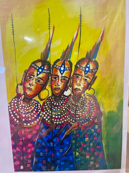 Set of 5 Original Ugandan African Art Blank Notecards with Envelopes