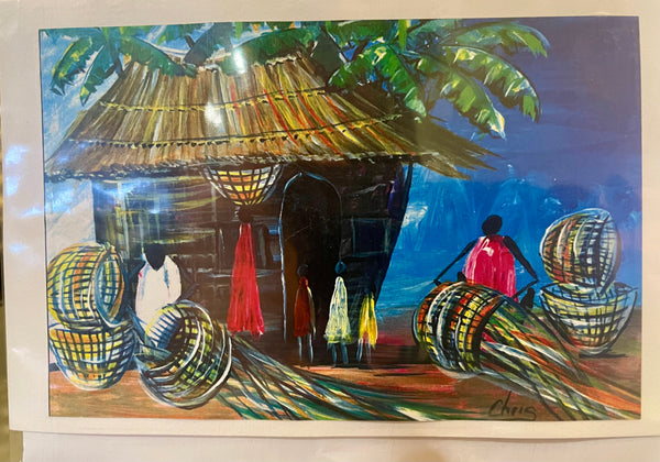 Set of 5 Original Ugandan African Art Blank Notecards with Envelopes
