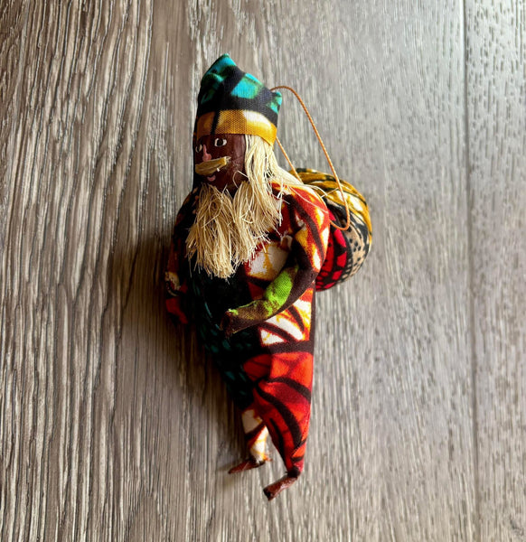 Handmade in Uganda Paper Mache Santa Ornament