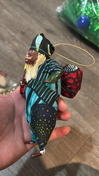 Handmade in Uganda Paper Mache Santa Ornament