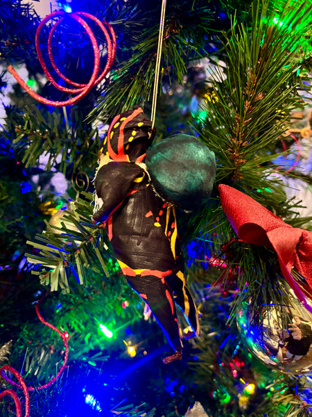 Handmade in Uganda Paper Mache Santa Ornament