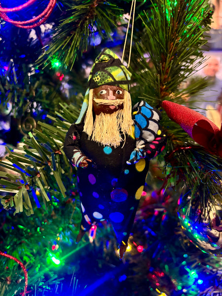 Handmade in Uganda Paper Mache Santa Ornament