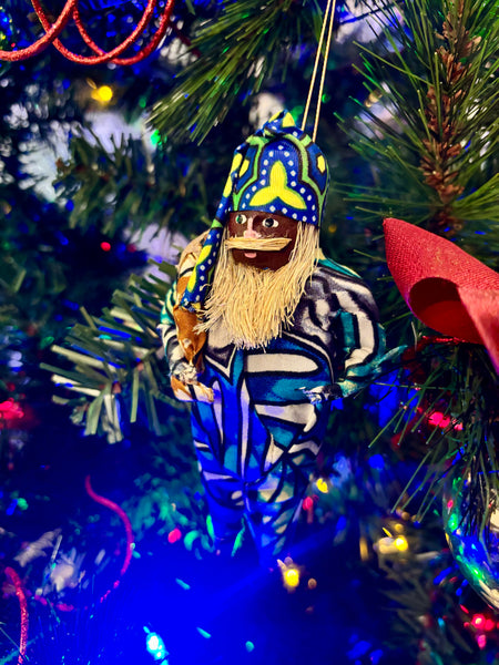 Handmade in Uganda Paper Mache Santa Ornament