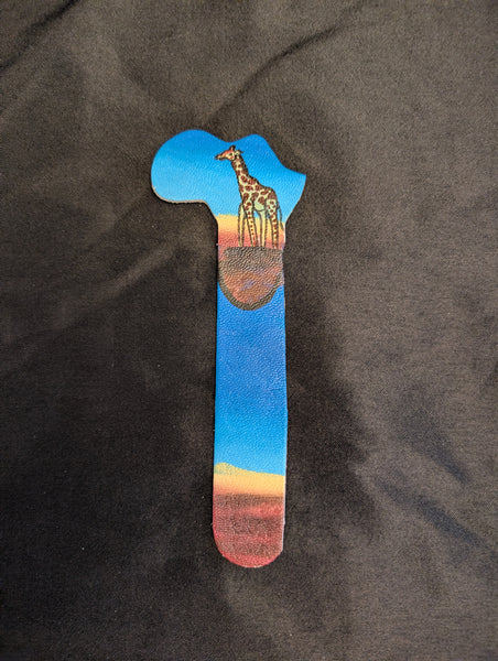 Handpainted African Safari Animal Leather Bookmarks