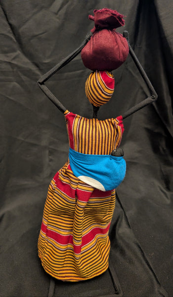 "African Mom" Standing Doll in Kitenge African Fabric with Baby