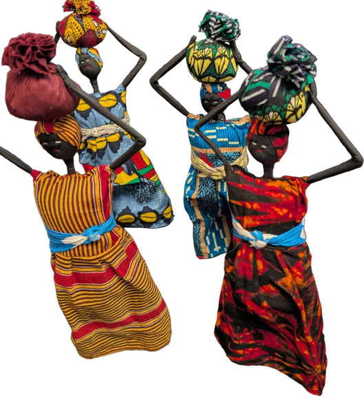 "African Mom" Standing Doll in Kitenge African Fabric with Baby