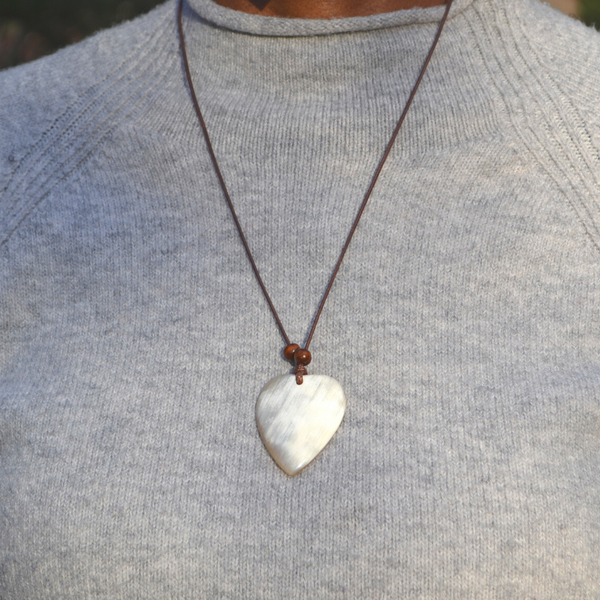 Handmade Ankole Cow Horn Necklace - Heart or Cross