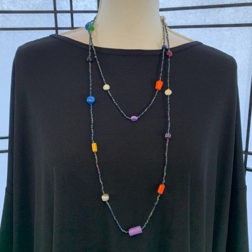 Clay and Seed Bead Necklace Handmade in Uganda (5 color options)