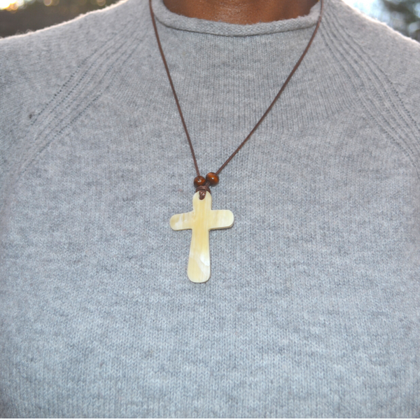 Handmade Ankole Cow Horn Necklace - Heart or Cross
