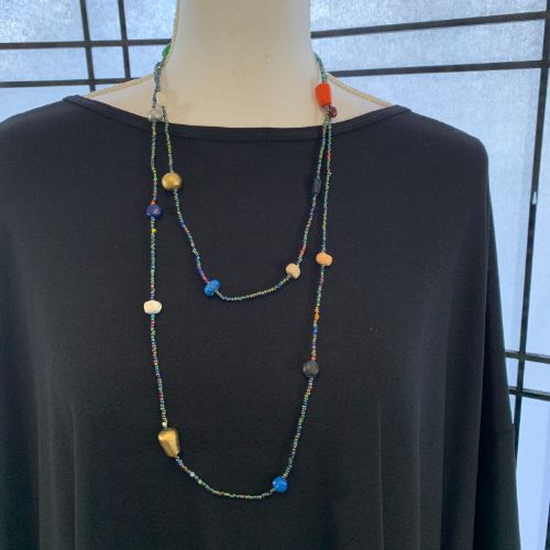 Clay and Seed Bead Necklace Handmade in Uganda (5 color options)