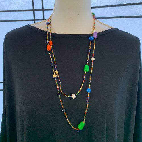 Clay and Seed Bead Necklace Handmade in Uganda (5 color options)
