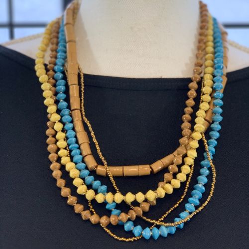 Handmade Paper Bead Necklace (2 Color Options)