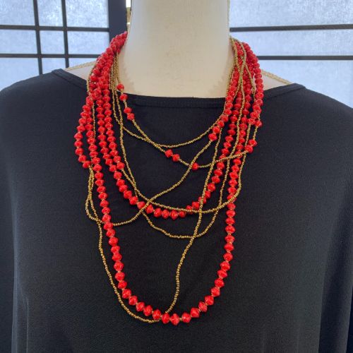 Handmade 8-strand Ugandan Paper Bead Necklace (Multiple Colors Available)