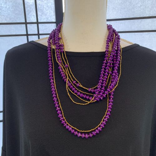 Handmade 8-strand Ugandan Paper Bead Necklace (Multiple Colors Available)