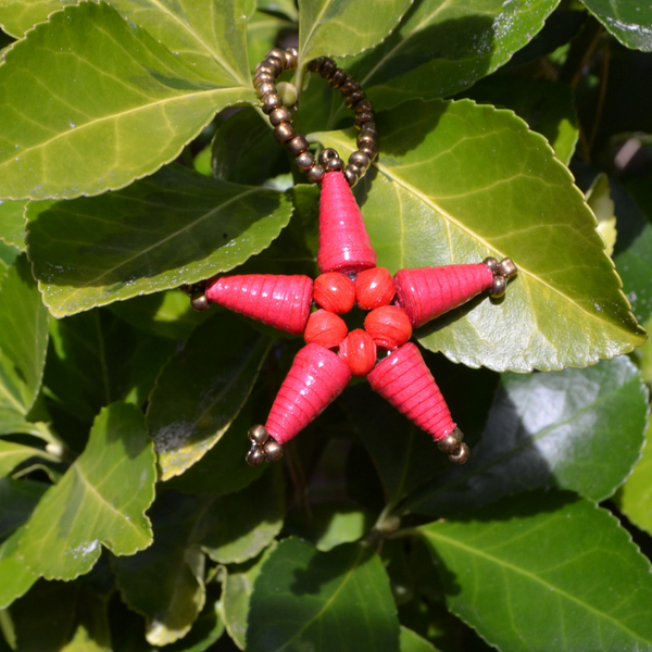 Handmade Ugandan Paper Bead Mini Star Ornament (6 Colors)