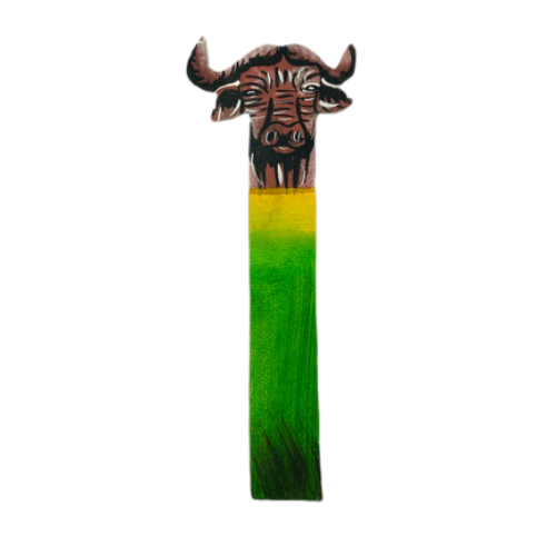 Leather, hand-painted bookmark with buffalo