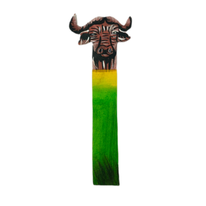 Leather, hand-painted bookmark with buffalo