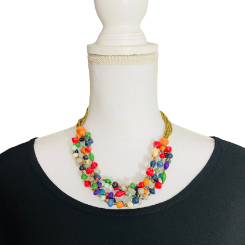 Handmade in Uganda Multicolor Paper Bead Necklace