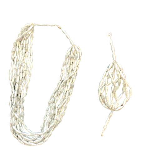 Handmade Ugandan Paper Bead Necklace & Bracelet Matching Set (2 Color Options)