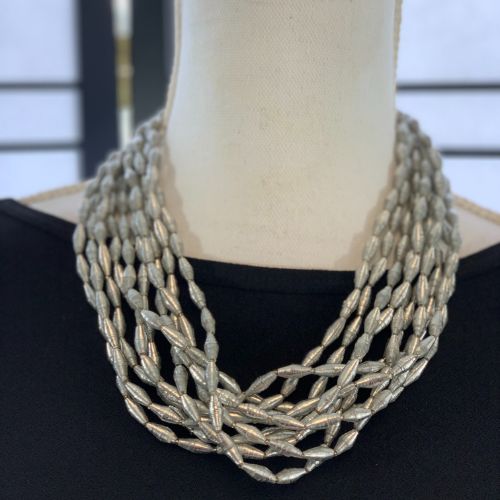 Handmade Ugandan Paper Bead Necklace & Bracelet Matching Set (2 Color Options)