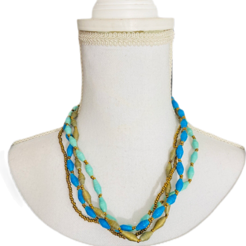 Handmade Multi-Strand Ugandan Paper & Seed Bead Necklace (Multiple Color/Design Options)