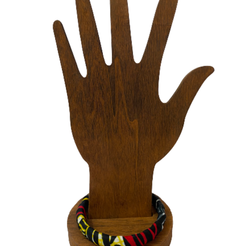 Wood Bangle Bracelet Wrapped in African Fabric (Multiple Color Options)
