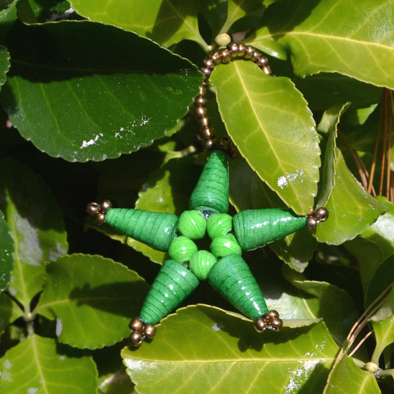 Handmade Ugandan Paper Bead Mini Star Ornament (6 Colors)