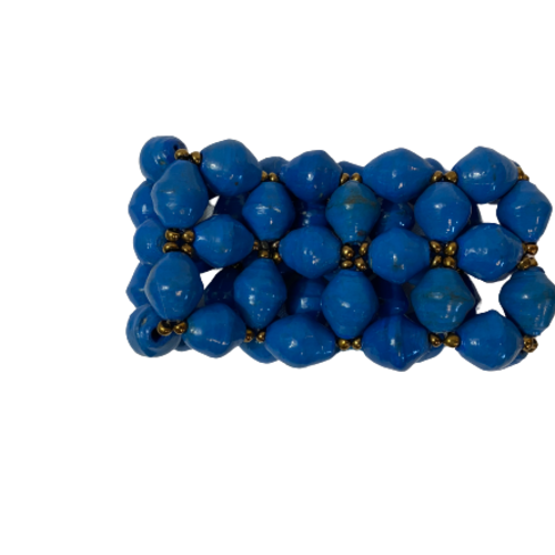 Handmade Ugandan Paper Bead Elastic Bracelet (Multiple Color Options)