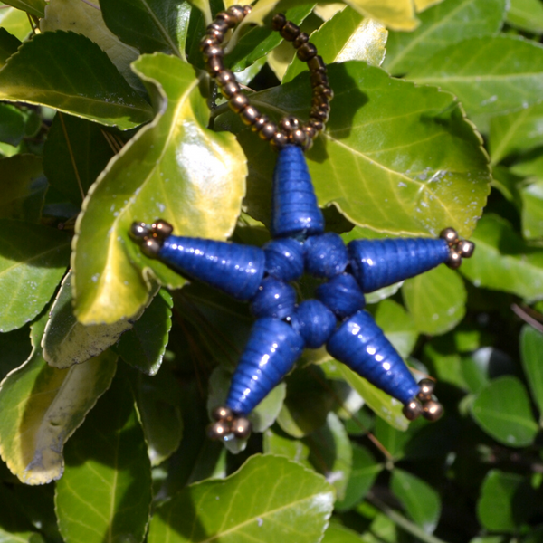 Handmade Ugandan Paper Bead Mini Star Ornament (6 Colors)