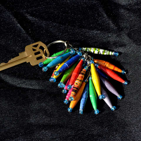 Handmade Paper Bead Keychain