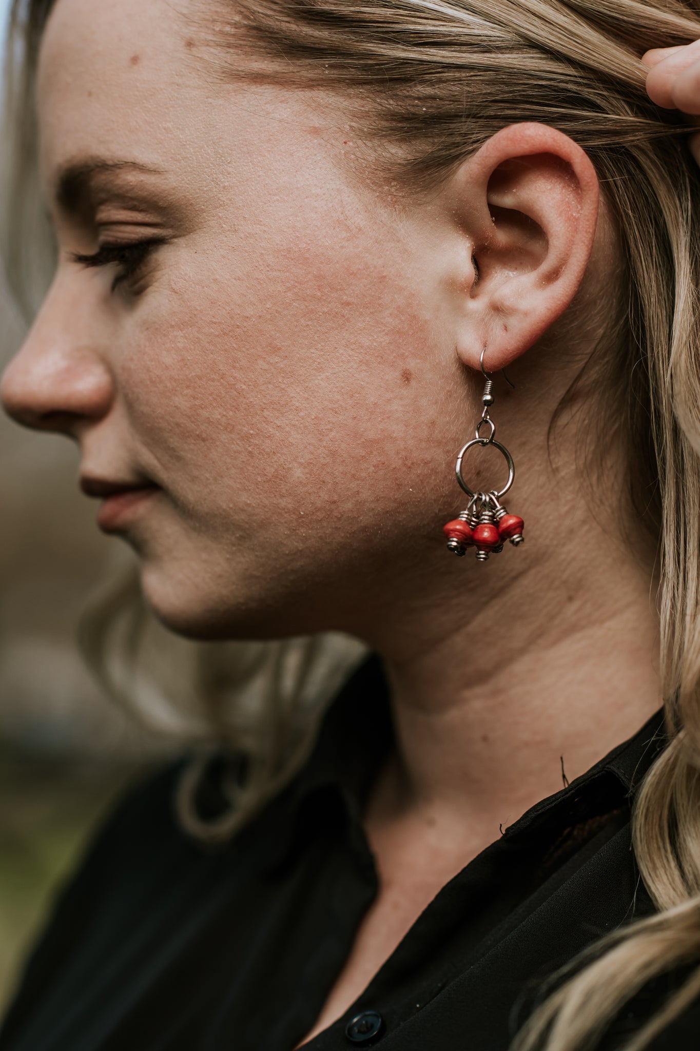 Hoop Earrings with Small Paper Beads (Multiple Color Options)
