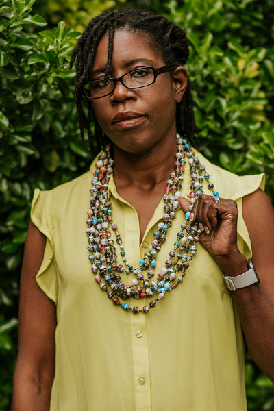 Handmade 7-Strand Ugandan Paper Bead Necklace (4 Color Options)
