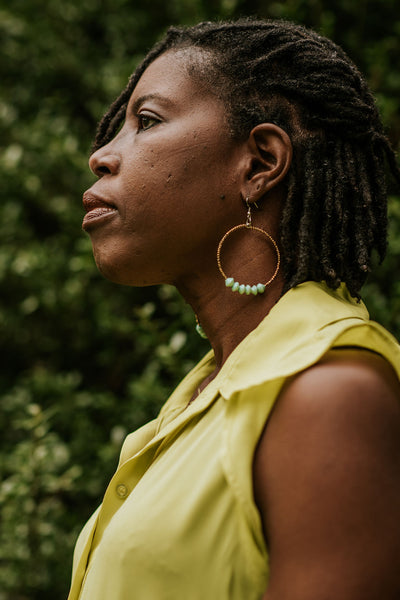 Paper and Seed Bead Hoop Earrings