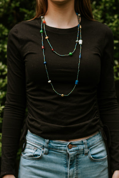 Clay and Seed Bead Necklace Handmade in Uganda (5 color options)