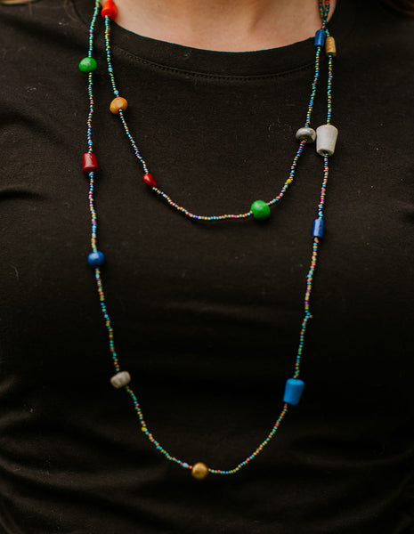 Clay and Seed Bead Necklace Handmade in Uganda (5 color options)