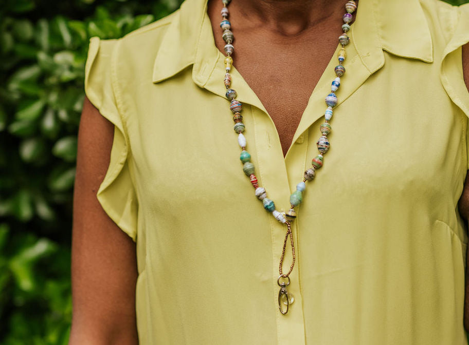 Handmade Ugandan Paper Bead Lanyard