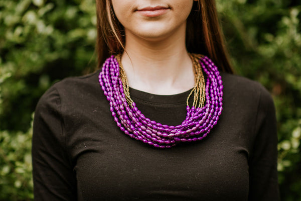 Handmade Ugandan Paper and Seed Bead Necklace (2 color options)