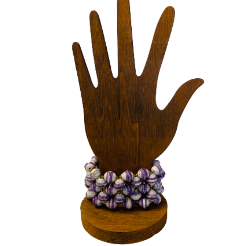 Handmade Ugandan Paper Bead Elastic Bracelet (Multiple Color Options)