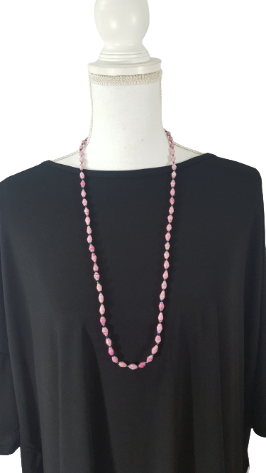 One-Strand Paper Bead Necklace (Multiple Colors Available)