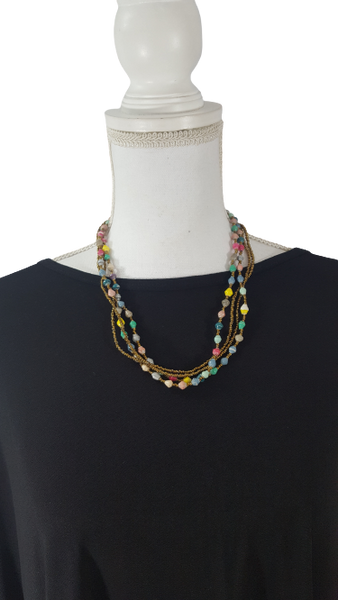 Handmade Multi-Strand Ugandan Paper & Seed Bead Necklace (Multiple Color/Design Options)