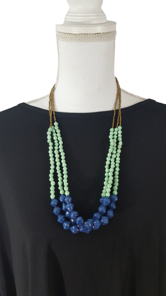 Handmade Multi-Strand Ugandan Paper & Seed Bead Necklace (Multiple Color/Design Options)