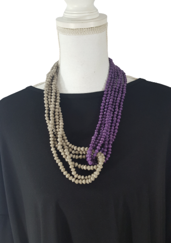 Two Color Twisted Paper Bead Necklace (3 Color Options)