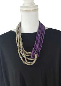 Two Color Twisted Paper Bead Necklace (3 Color Options)